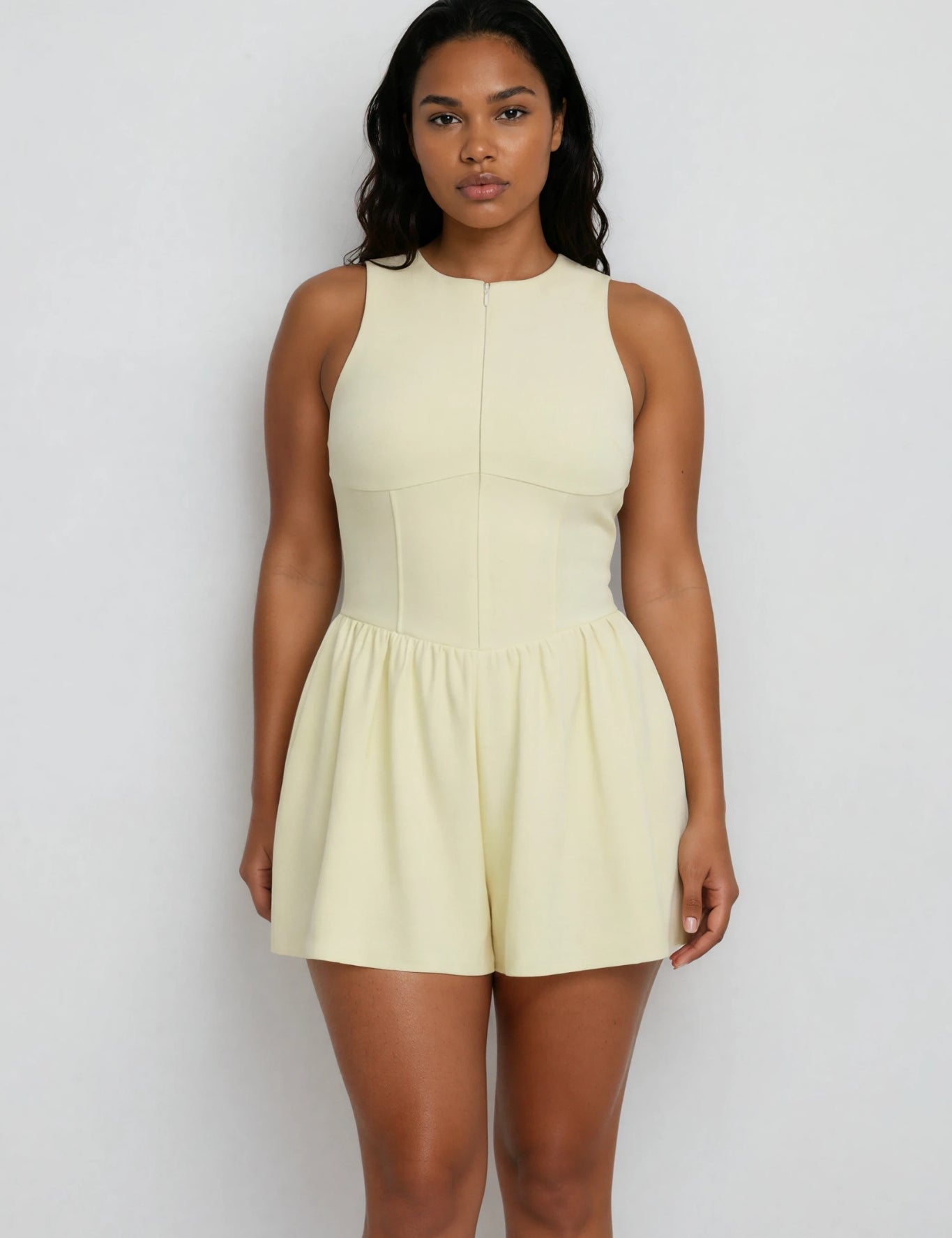 Zip-Up Sculpted Tennis Romper